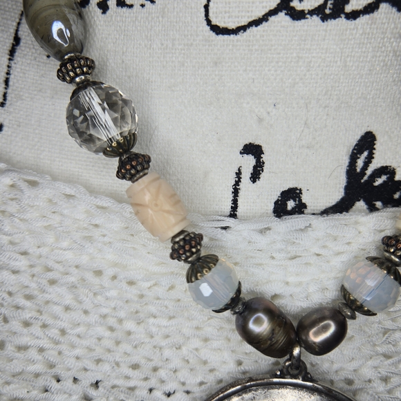 Chico's Silver and Cream Pendant Necklace - Picture 4 of 9